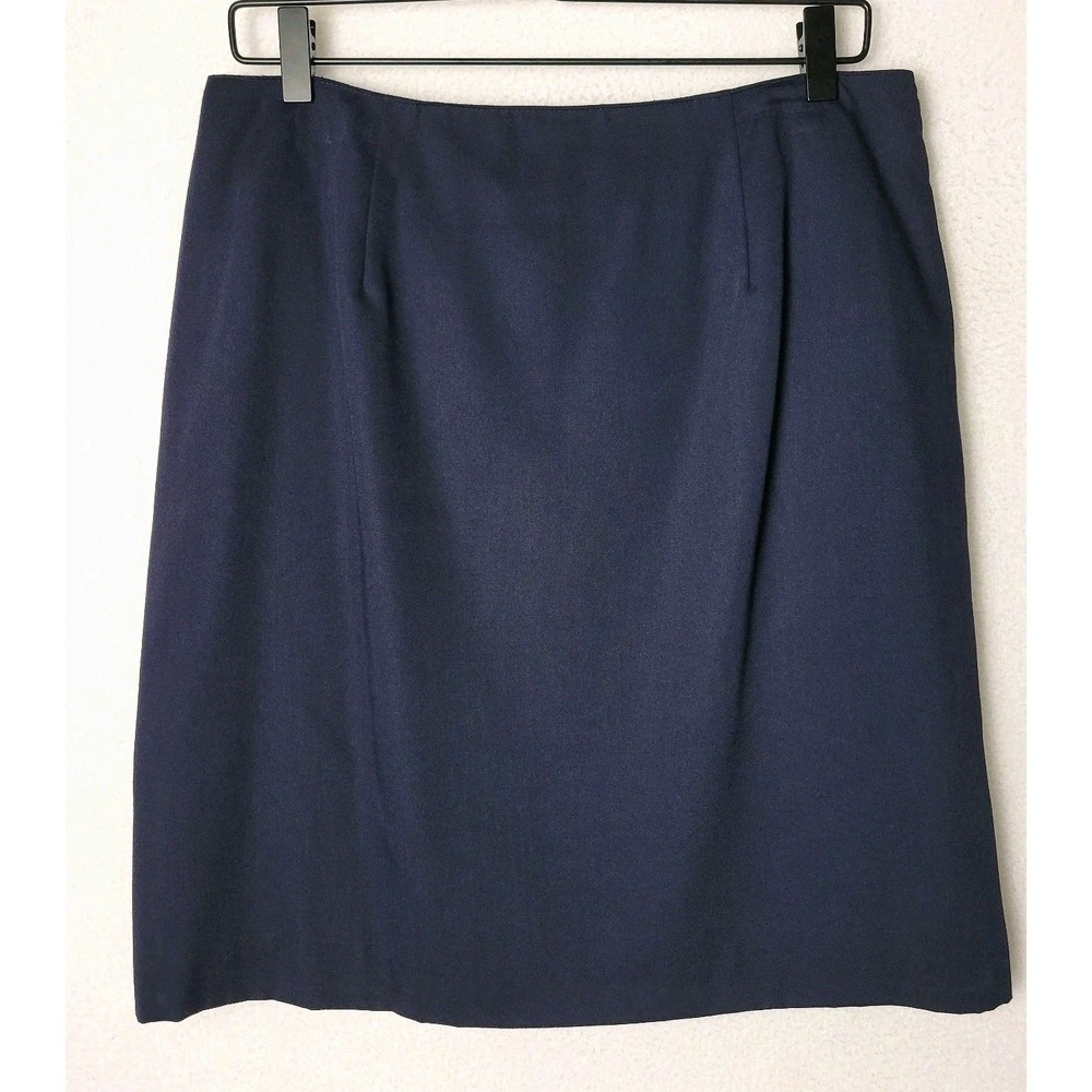 Vintage 80s Christy Girl Pencil‎ Skirt Womens 14P Navy Lined USA Office Academia